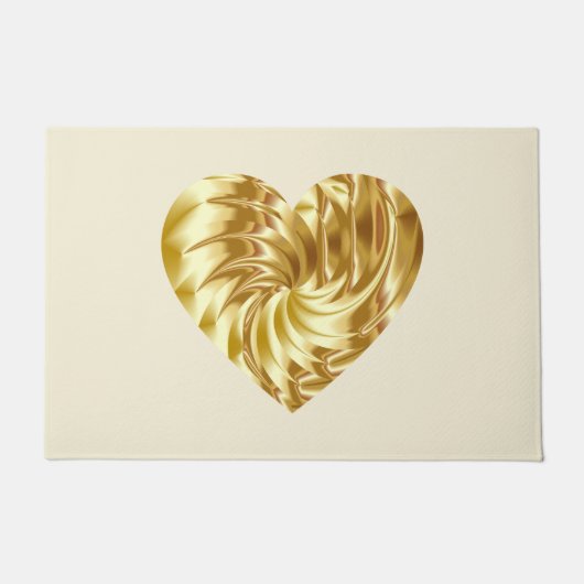 ゴールデンハート(金ゴールドの形の愛) ドアマット (正面)