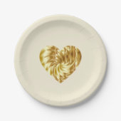 ゴールデンハート(金ゴールドの形の愛) ペーパープレート (正面)