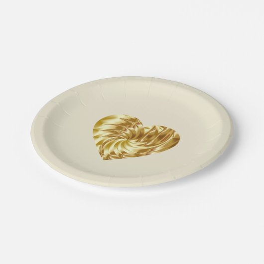 ゴールデンハート(金ゴールドの形の愛) ペーパープレート (アングル)