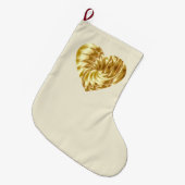 ゴールデンハート(金ゴールドの形の愛) ラージクリスマスストッキング (正面 (吊り時))