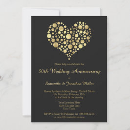 ゴールデンハート 50周年 結婚記念日 ゴールド 招待状