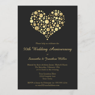 ゴールデンハート 50周年 結婚記念日 ゴールド 招待状