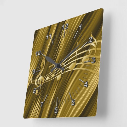 ゴールデンバイオリン鍵 スクエア壁時計 (傾斜)