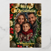 ゴールデンバウブルズパインブランズホリデーリース写真 箔シーズンカード (正面)