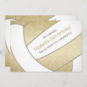 ゴールデンバガーリーレーボールスポーツをテーマにしたパーティー 招待状 (正面/裏面)