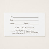 ゴールデンバタフライデザインギフトカード (裏面)