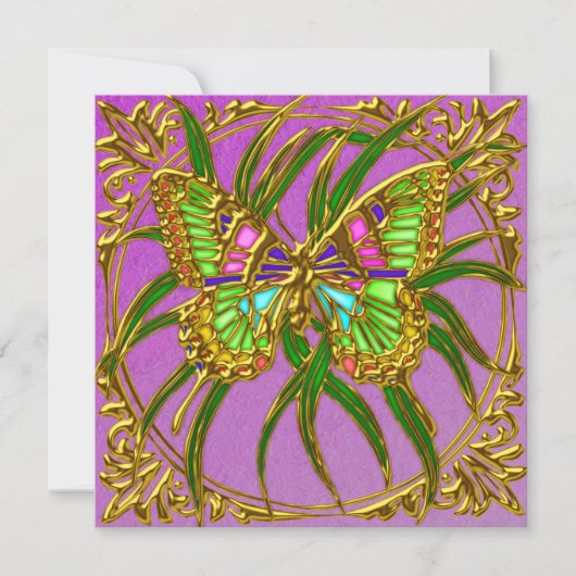 ゴールデンバタフライバースデーパーティ招待状 招待状 (正面)