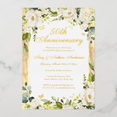 ゴールデンバタフライフローラ結婚50周年 箔招待状 (正面)