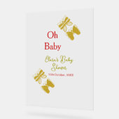 ゴールデンバタフライレッドベビーシャワーオベビー モダン アクリルサイン (傾斜)