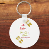 ゴールデンバタフライレッドベビーシャワーオベビー モダン キーホルダー (正面)