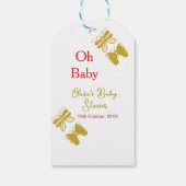 ゴールデンバタフライレッドベビーシャワーオベビー モダン ギフトタグ (裏面)