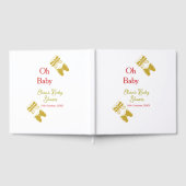 ゴールデンバタフライレッドベビーシャワーオベビー モダン ゲストブック (全面)