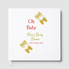 ゴールデンバタフライレッドベビーシャワーオベビー モダン ゲストブック