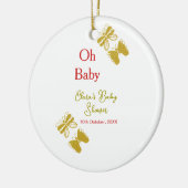 ゴールデンバタフライレッドベビーシャワーオベビー モダン セラミックオーナメント (左)