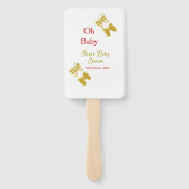 ゴールデンバタフライレッドベビーシャワーオベビー モダン ハンドファン (裏面)