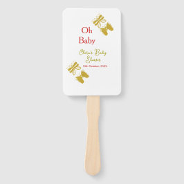 ゴールデンバタフライレッドベビーシャワーオベビー モダン ハンドファン