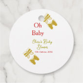 ゴールデンバタフライレッドベビーシャワーオベビー モダン フェイバータグ (裏面)