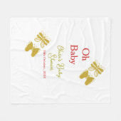 ゴールデンバタフライレッドベビーシャワーオベビー モダン フリースブランケット (正面(横))