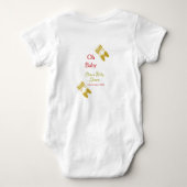 ゴールデンバタフライレッドベビーシャワーオベビー モダン ベビーボディスーツ (裏面)