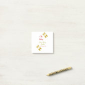 ゴールデンバタフライレッドベビーシャワーオベビー モダン ポストイット (デスク上)