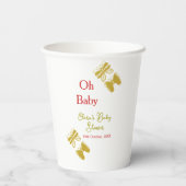 ゴールデンバタフライレッドベビーシャワーオベビー モダン 紙コップ (裏面)