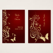 ゴールデンバタフライ結婚式の日付を保存 (正面&裏面)