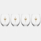 ゴールデンバタフライ。 ステムなしワイングラス (正面)