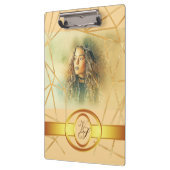 ゴールデンバックグラウンドガールモダンファッション クリップボード (左)