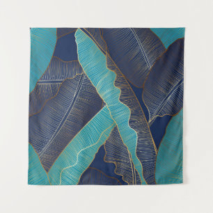 ゴールデンバナナの葉:豪華なパターン。 タペストリー