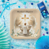 ゴールデンバプティスマル男の赤ちゃん《キリスト教》洗礼式や命名式バプテスマ ペーパープレート (パーティー)