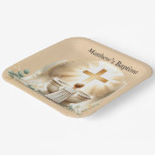 ゴールデンバプティスマル男の赤ちゃん《キリスト教》洗礼式や命名式バプテスマ ペーパープレート (傾斜あり)