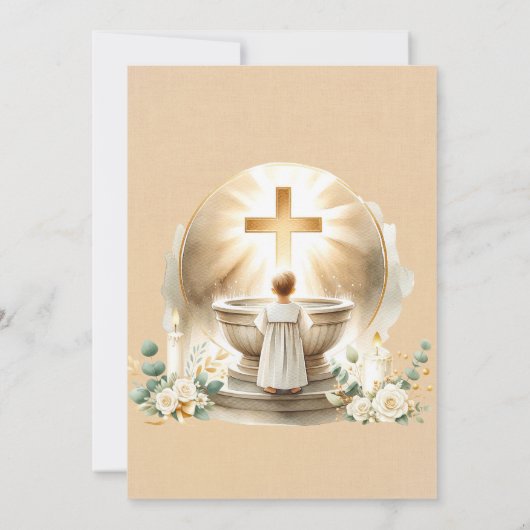 ゴールデンバプティスマル男の赤ちゃん《キリスト教》洗礼式や命名式バプテスマ 招待状 (裏面)