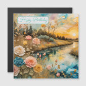 ゴールデンバラリバーバレーサンライズ誕生日 マグネット招待状 (正面/裏面)