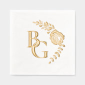 ゴールデンバラ結婚デザイン 箔ナプキン (正面)