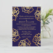 ゴールデンバラ結婚式招待状ブルー 招待状 (スタンド正面)