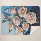 "ゴールデンバラ&蝶の3D：エレガンスBl シェルパブランケット (正面(横))