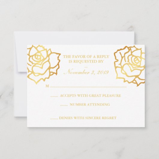ゴールデンバラRSVP – ホワイト 出欠カード (正面)
