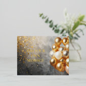 ゴールデンバルーンテーマのホイルホリデーポストカード 箔シーズンポストカード (立ち正面)