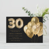 ゴールデンバルーンブラック30歳の誕生日パーティー 招待状 (スタンド正面)