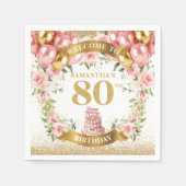 ゴールデンバルーン80誕生祝いナプキンス スタンダードカクテルナプキン (正面)