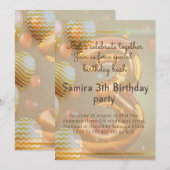 「ゴールデンバルーン 3歳の誕生日パーティー！」 招待状 (正面/裏面)