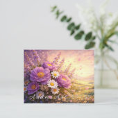ゴールデンバレーの芍薬と野の花のサンセット ポストカード (スタンド正面)