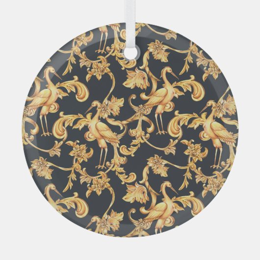 ゴールデンバロックのクレーン:ロココオーナメント。 ガラスオーナメント (正面)