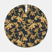 ゴールデンバロックのクレーン:ロココオーナメント。 ガラスオーナメント (裏面)