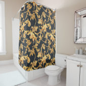 ゴールデンバロックのクレーン：ロココオーナメント。 シャワーカーテン (インサイチュ)
