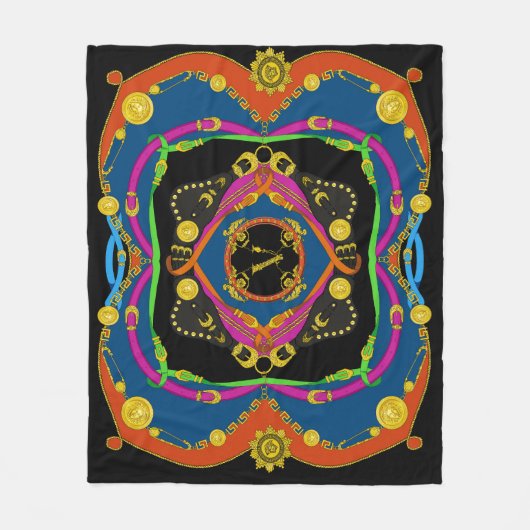 ゴールデンバロックエレガントチェーン：パターン。 フリースブランケット (正面)