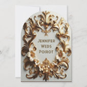 ゴールデンバロック様式のグランドゥールホワイトフラワー渦巻きアーチ 招待状 (裏面)