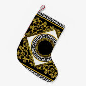 ゴールデンバロック：ギリシャ縁ど黒 スモールクリスマスストッキング (正面 (吊り時))
