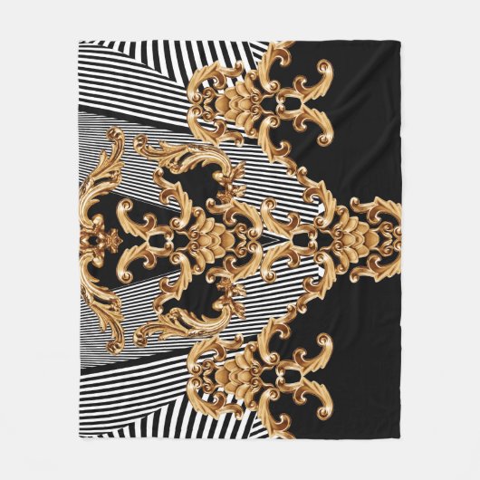 ゴールデンバロック、複雑なオーナメントデザイン。 フリースブランケット (正面)