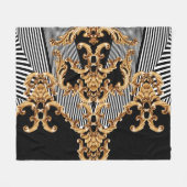 ゴールデンバロック、複雑なオーナメントデザイン。 フリースブランケット (正面(横))